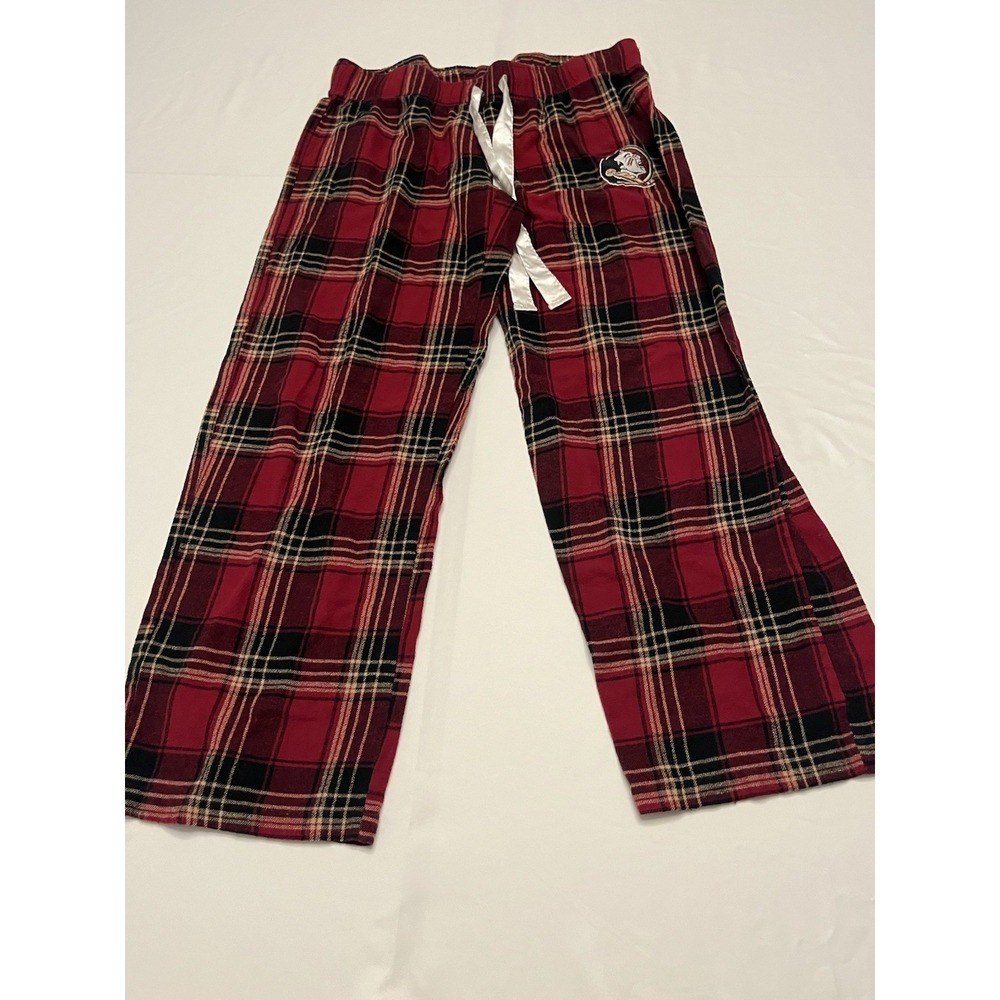 Men's Baggy Plaid Red Pajama Pants Sideline Florida State Embroidery S